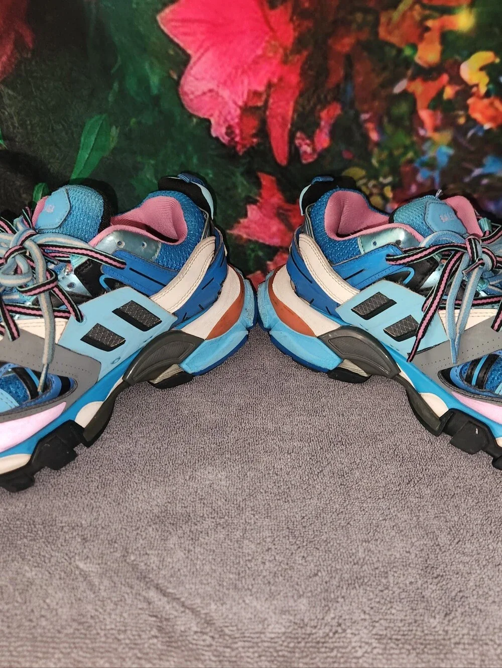 BALENCIAGA Track Trainer Blue Pink 542436  Size 8 38 EU